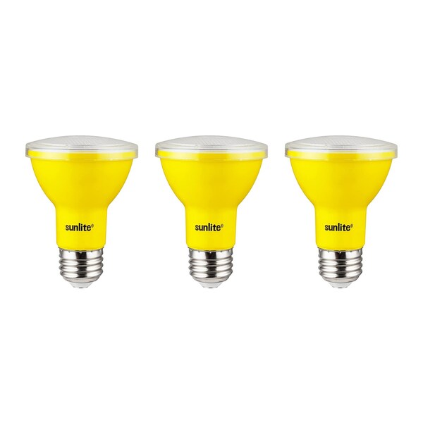 Sunlite LED PAR20 Colored Recessed Light Bulb, 3W 50W=, Medium E26 Base, Floodlight, ETL, Yellow, 3PK 40248-NS - main